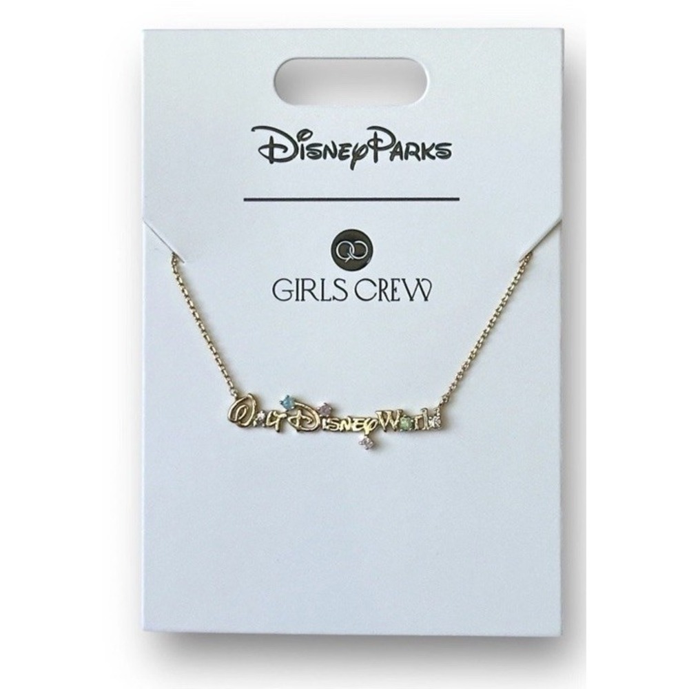 Disney Parks 2026 Girls Crew Walt Disney World Necklace Script Logo Rhinestone